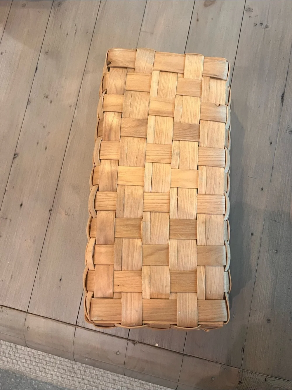 Handwoven Rectangular Serving Basket with Built-In Handles - Tan